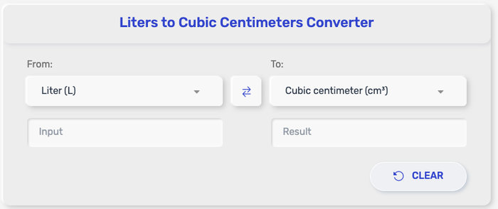 Liter to Cubic Centimeter Converter